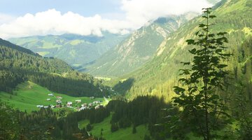 Abstieg von der Spitalalpe mit Blick nach Baad