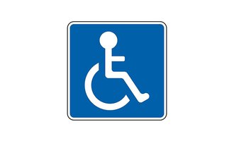 A symbol for accessibility that represents a seated person in a wheelchair. The background is blue and the symbol is depicted in white. | © Parkplatz für mobilitätseingeschränkte Personen