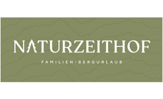 A logo of the Naturzeithof, which offers family and mountain holidays. The colors are soft and connected to nature.
