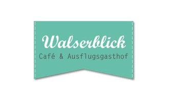 Ein Logo des Walserblick Cafés und Ausflugsgaasthofs. Es ist in sanften Farben mit stilisierter Schrift gestaltet.