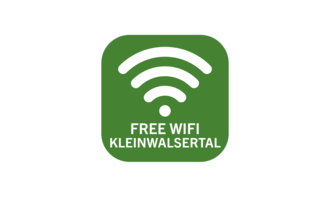 © Kleinwalsertal Tourismus A green symbol with a Wi-Fi signal and the caption "Free Wifi Kleinwalsertal". It indicates that free Wi-Fi is available in the region. | © Kleinwalsertal Tourismus