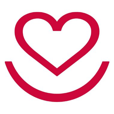A simple, red symbol with a heart and a smiling face. It radiates joy and love. | © Krankenpflegeverein Kleinwalsertal Logo Gemeinde