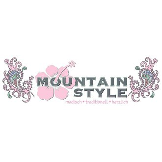 © mountain_styleV2_rosa Logo Ein kreatives Logo mit dem Text "MOUNTAIN STYLE". Die Gestaltung ist modisch und traditionell mit floralen Mustern. | © mountain_styleV2_rosa Logo