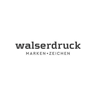 The image shows the logo of Walserdruck. It represents brands and signs in clear and modern font.