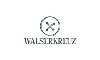 A simple logo with the inscription "WALSERKREUZ". Above it is a circular symbol with crossed elements. | © Walserkreuz_logo